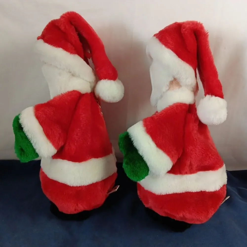 Vintage Santa Plush Pouch Christmas Decor Silent Craft Zipper Closer Satin Soft